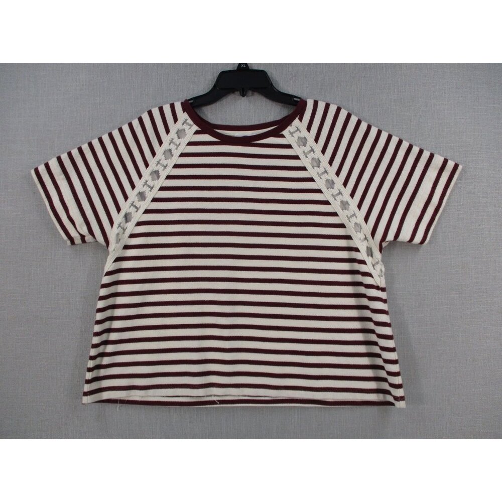 Old Navy Burgundy Striped Raglan Sleeve Casual‎ Top Xl Womens Cotton Blend